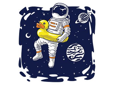 Astronaut playing duck balloon astronaut astronaut lover balloon design duck duck baloon graphic design illustration nasa space vector