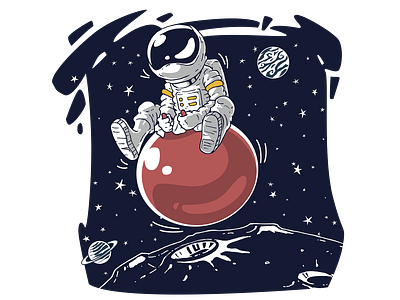 Astronaut Playing Balloons astronaut astronaut lover balloon design graphic design illustration moon nasa space vector