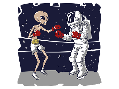 Space Boxing alien astronaut astronaut lover boxing design graphic design illustration nasa space vector