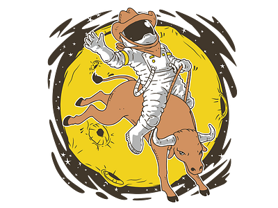 Space Rodeo astronaut astronaut lover bull cowboy design graphic design illustration moon nasa planet rodeo space vector