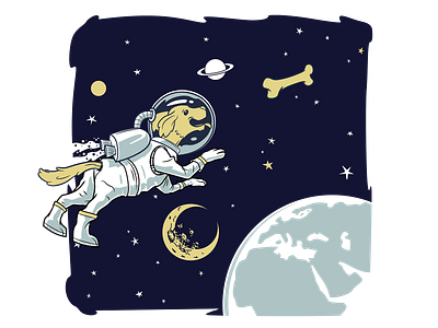 Space Dog astronaut astronaut lover bone design dog dog lover graphic design illustration nasa planet space vector