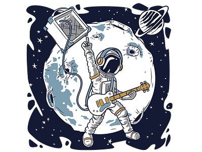 Space Rock astronaut astronaut lover design graphic design guitar illustration moon nasa rock rockstar space vector