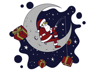 Santa Fishing for Gifts christmas christmas eve design gift graphic design illustration santa clause vector x mas day