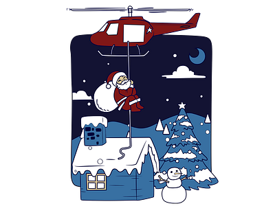 Santa Claus Getting off the Helicopter christmas christmas eve design gift graphic design icon illustration santa clause vector x mas day