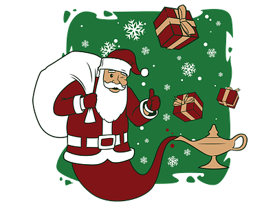 Santa Clause and Magic Lamp christmas eve design gift graphic design illustration magic lamp merry christmas santa santa clause santa lover vector x mas day