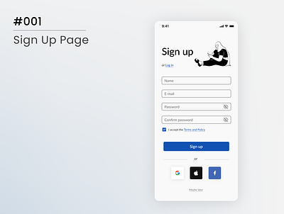 Daily UI #001 - Sign Up Page dailyui mobile signup ui