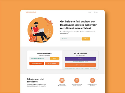 Landing Page Talenta Search - Professional & Employers Search art design developement flat flow landingpage logo typography ui ui design uiux vector webdesign website