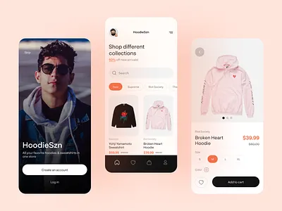 HoodieSzn - Shopping Mobile App app design ui ux