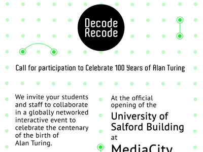 100 years of Alan Turning E-Invite code computer e invite event logo logodesign