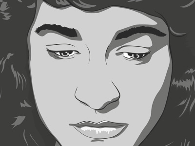 Karima Francis black eyes francis greyscale illustration karima monochrome monotone white woman