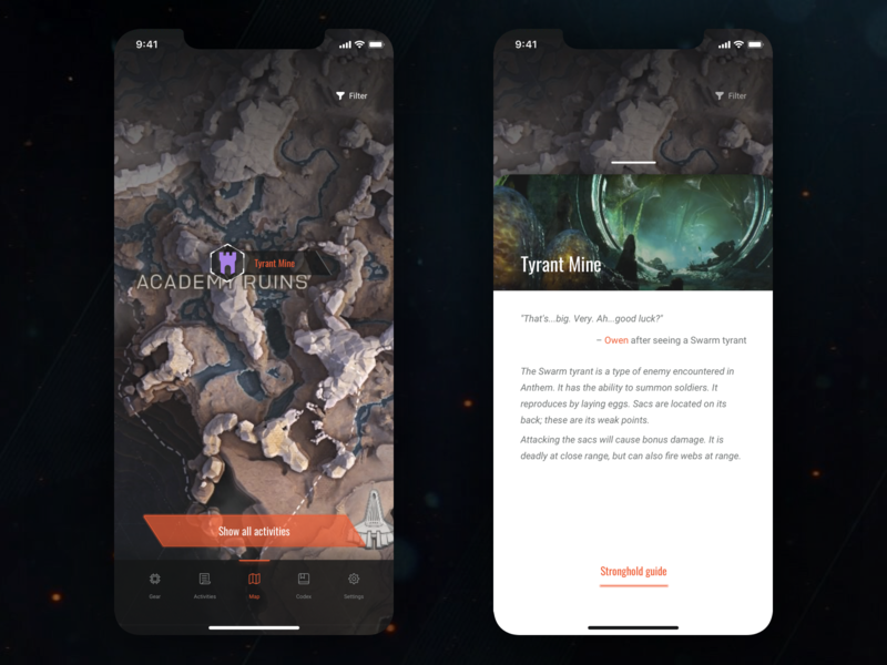 Anthem Companion App Concept - Map anthem app app concept companion concept dark design game ios map ps4 sketch ui ux