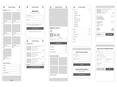 Ecommerce Wireframes for Mobile Web