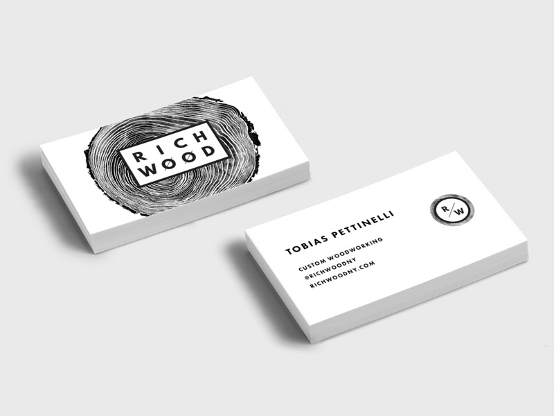 Richwood Business Cards business card furniture wood woodworking identity system secondary logo submark logo identity brand