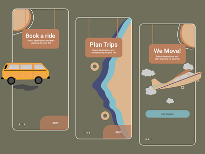 Travel app Onboarding screens app design illustration ui vector