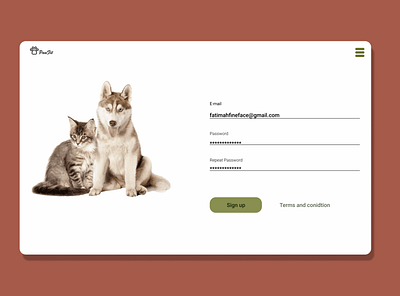 PawFit || Sign up page design logo minimal ui web website