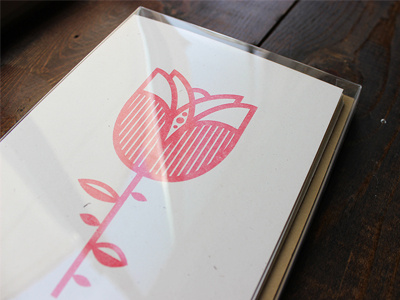 Red Rose Card - Box Set risograph valentines day risk graphic rose red card note card greeting card