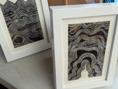 Framed Woodcuts abstract minimal modern print printmaking tradition woodcut