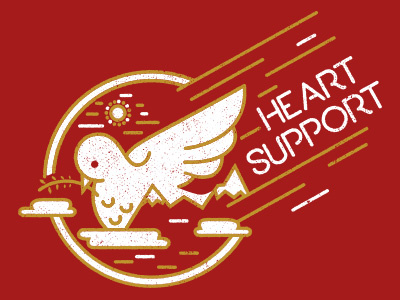 Heart Support - Dove apparel clouds dove heart support illustration landscape mountains