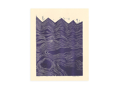 Waves - Purple Risograph Print abstract cream paper print printmaking purple riso risograph woodcut