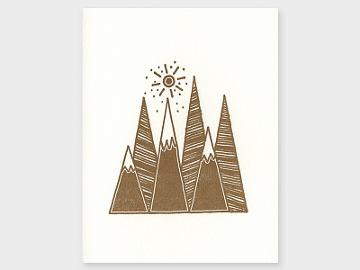 Gold Peaks - Letterpress Notecard drawing gold letterpress notecard rapidograph stationary