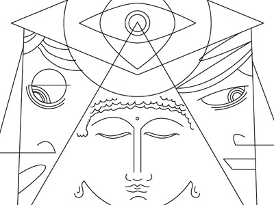 buddah face illustration logo vector