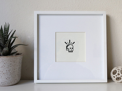 Tiny Skull Letterpress Print - Framed illustration letter press letterpress printmaking skull vector