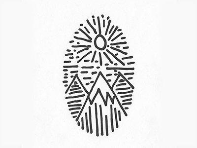 Mountains - Letterpress drawing illustration landscape letterpress mountains outdoors sun