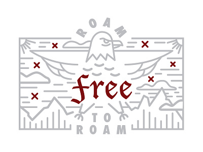 Roam Free apparel eagle illustration landscape