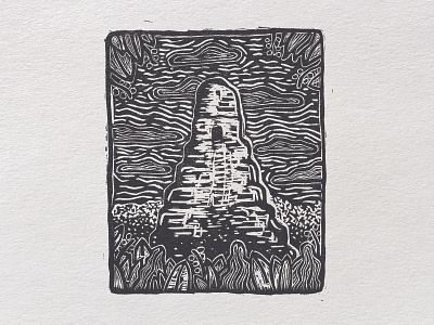Tikal Woodcut