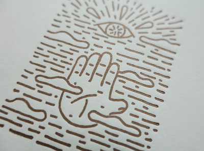 Handscape Letterpress print drawing gold ink letter letterpress letterpressed print printmaking