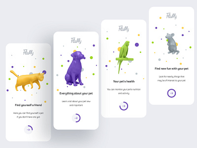 Flaffy — your pet's diary 3d animation app branding cat clean dashboard design dog flat icon illustration interface mobile mouse parrot pet petshop ui ux