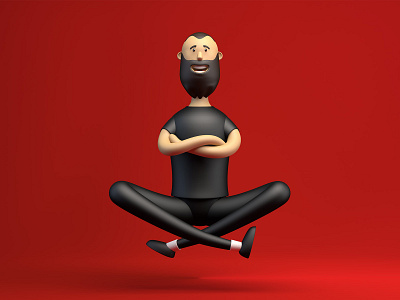 Yoga flyght 3d art cartoon character design fly illustraion yoga