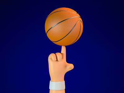Basketball 3d art basketball cartoon character clean design finger hand illustration rotate spin top up