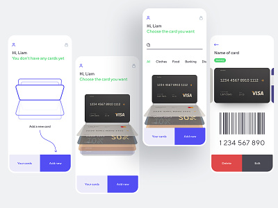 Boxcard – all plastic cards in one application 3d animation app banking branding cards clean dashboard design discount flat icon icons illustration interface line mobile ui ux wallet