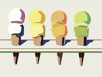 Wayne Theibaud Ice Cream Simplified design flat illustration minimal