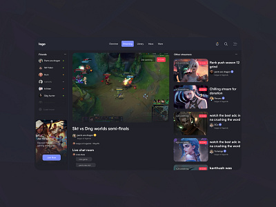 league of legends streaming platform 3d branding graphic design ui