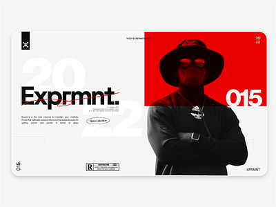 XPRMNT 015 ads branding collection design drill graphic design interface layout rated red ui ux webdesign white