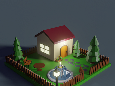 Low Poly House Simple 3d blender design garden illustration low poly lowpoly