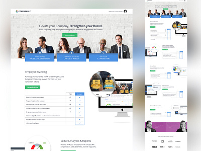 Comparably Product Page branding marketing site product page tables