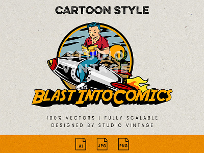 BLAST INTO COMICS LOGO branding design illustration logo retro vector vintage vintage logo