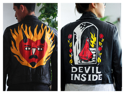BurningPablo devil fire handpaint handpainted illustration jacket paint painted painting