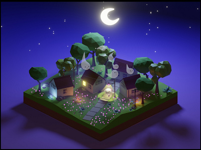 Low poly ghostly night 3dart 3dmodel 3dmodeling illustration lowpoly lowpolyart