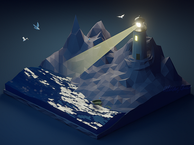 The Lighthouse 3dart 3dillustration 3dmodel 3dmodeling blender3d cartoon illustration game art illustration isometric art lowpoly lowpoly3d lowpolyart