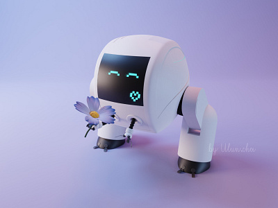 Robo-cuty Spring Edition 3d art 3d artist 3d illustration 3d modeling blender3d cartoon illustration character design characters illustration low poly lowpoly robotic robots