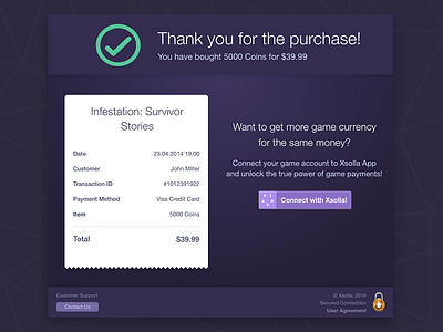 Success Purchase - Xsolla PayStation 3.0 checkout clean denis nistratov e commerce flat games item minimalistic online payment success ui