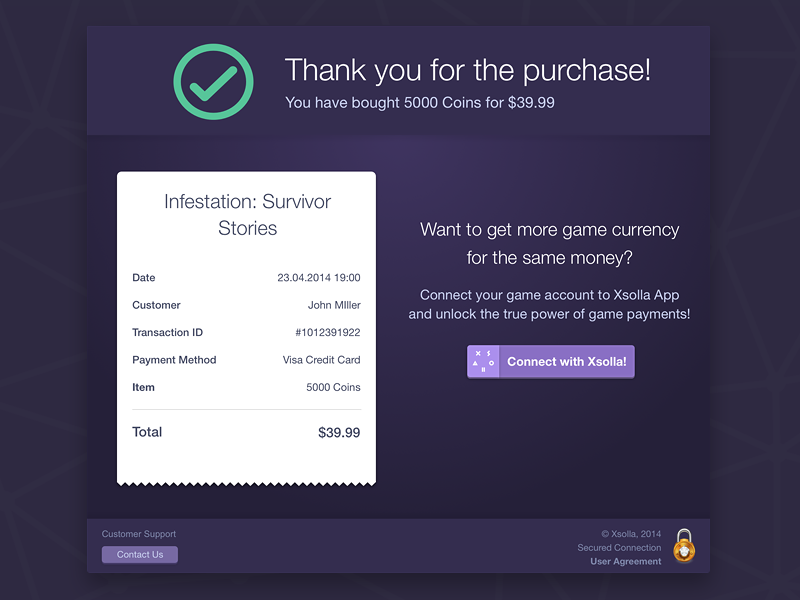 Success Purchase - Xsolla PayStation 3.0 by Denis Nistratov on Dribbble