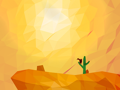 Hot day in Polygonal Desert denis nistratov desert hot illustration low poly polygonal sun