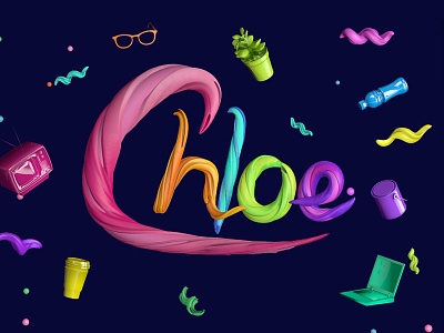 3D Name 3d 3d type bright c4d cinema 4d colorful letterforms name reel typography
