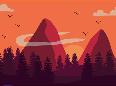 Red Mountains design illustration