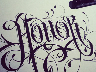 Honor handdrawn illustration lettering type typography